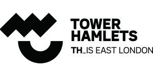 A wavy line above a semi-circle next to the words, Tower Hamlets